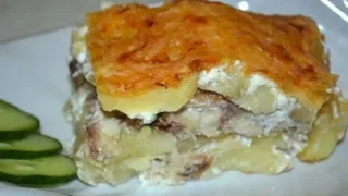 Запеканка из скумбрии с картофелем