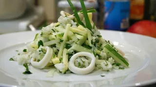 Салат "Камчатский" с командорским кальмаром и огурцом