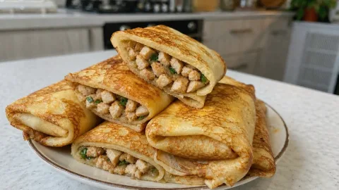 Аппетитные блинчики с сочной курочкой: аромат такой, что слюнки текут — в магазине больше не покупаю