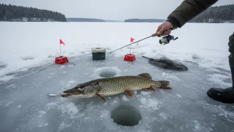 Ловля щуки со льда способом блеснения