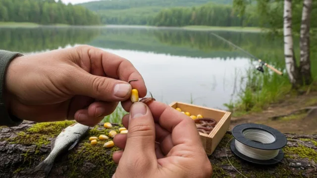 Как правильно насадить кукурузу на крючок?
