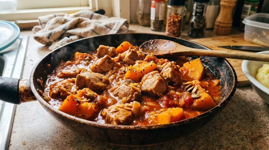 В таком виде тыкву с мясом уплетают даже дети: шикарный ужин на одной сковороде — просто, сочно и без возни